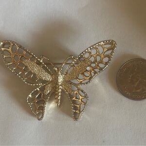 Sarah Coventry Elegant Gold Butterfly Brooch